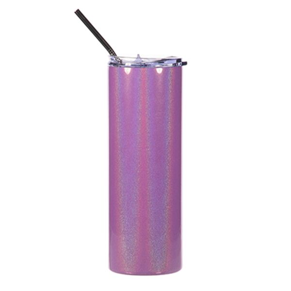 20oz Glitter Sparkling Stainless Steel Skinny Tumbler with Straw Thumbnail