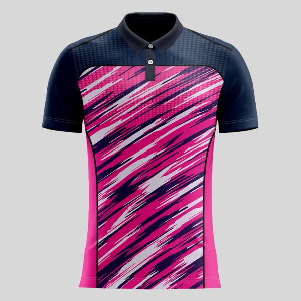 Pink Esport Pattern Full Print Polo Shirt Thumbnail