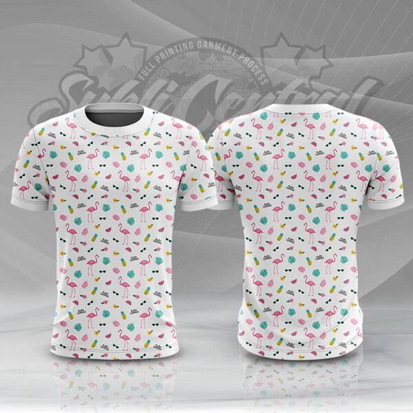 White Summer Full Print Roundneck Shirt Thumbnail