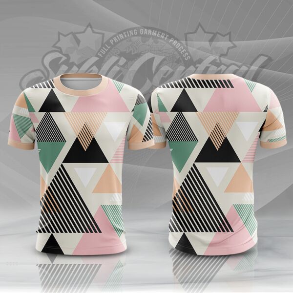 Different Triangles Design Full Print Roundneck Shirt Thumbnail
