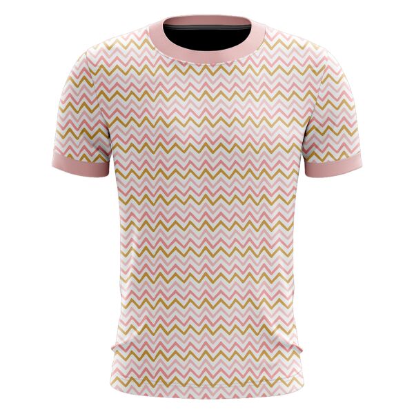 Gold and Pink Waves Design Full Print Roundneck Shirt Thumbnail
