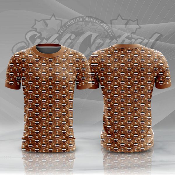 Coffee Beans Design Full Print Roundneck Shirt Thumbnail