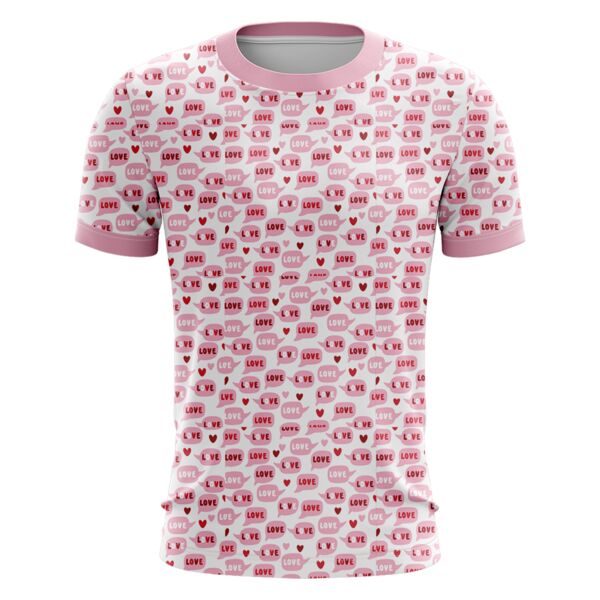 Pink Love Design Full Print Roundneck Shirt Thumbnail