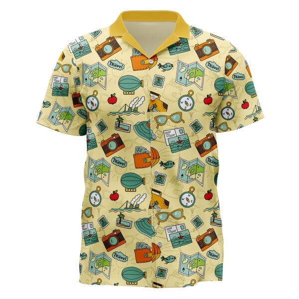 Travel Design Full Print Button Down Polo Thumbnail
