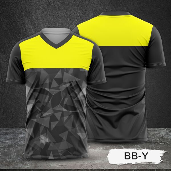 Yellow and Black with Geometric Design Full Sublimation Shirt Thumbnail