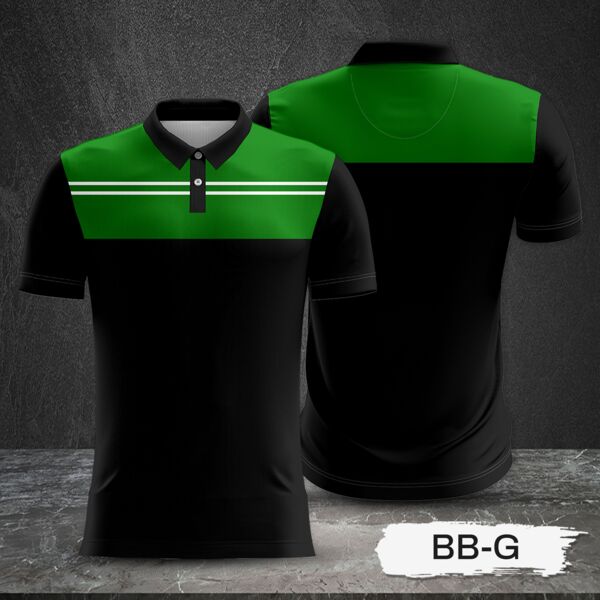 Green and Black Combination Full Sublimation Polo Shirt Thumbnail