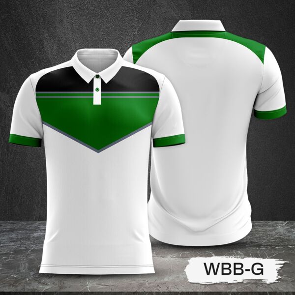 Tricolor Combination with Black Top and White Body Design Full Sublimation Polo Shirt Thumbnail