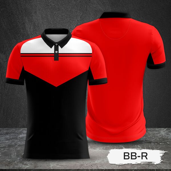 Tricolor Combination with White Top and Black Body Design Full Sublimation Polo Shirt Thumbnail
