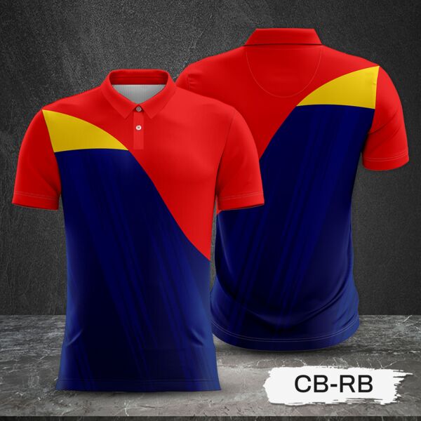 2 Color Combination with Textured Design Full Sublimation Polo Shirt Thumbnail