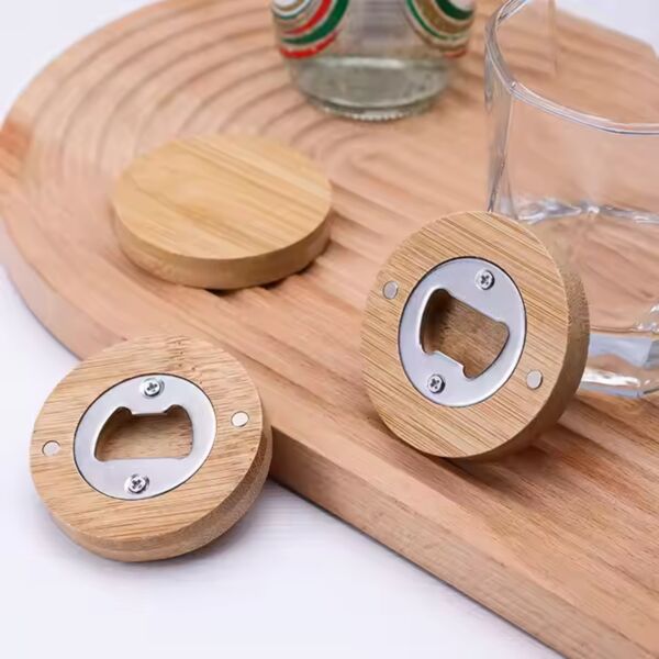 Round Bamboo Bottle Opener Thumbnail