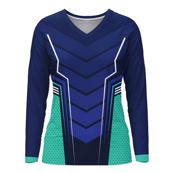 V-neck Long Sleeve Volleyball Jersey Full Print Sublimation Thumbnail