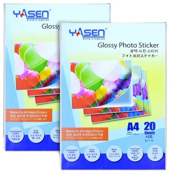Yasen Glossy label sticker 150 gsm A4 (20's) Thumbnail