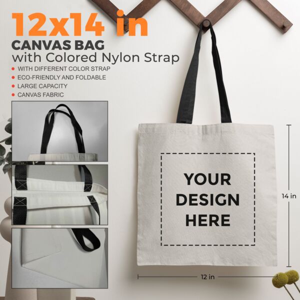 Canvas Bag with Colored Nylon Strap Thumbnail