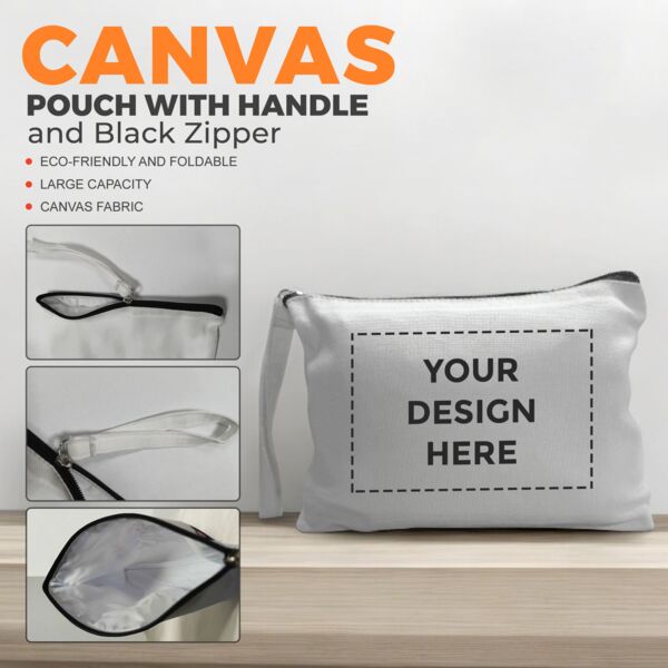 Canvas Pouch with Handle and Zipper Thumbnail