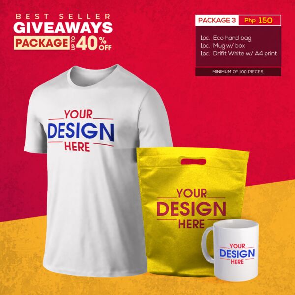 Package 3 - Eco Hand Bag, Mug & Drifit White Thumbnail